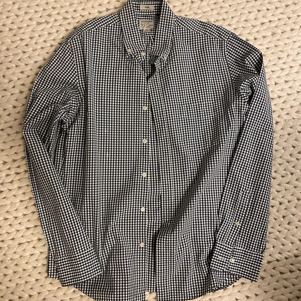 J. Crew Blue and White Casual Button Down Shirt- medium slim